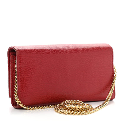 Gucci Dollar Calfskin Petite GG Marmont Wallet Chain Bag Hibiscus Red 3 of 14