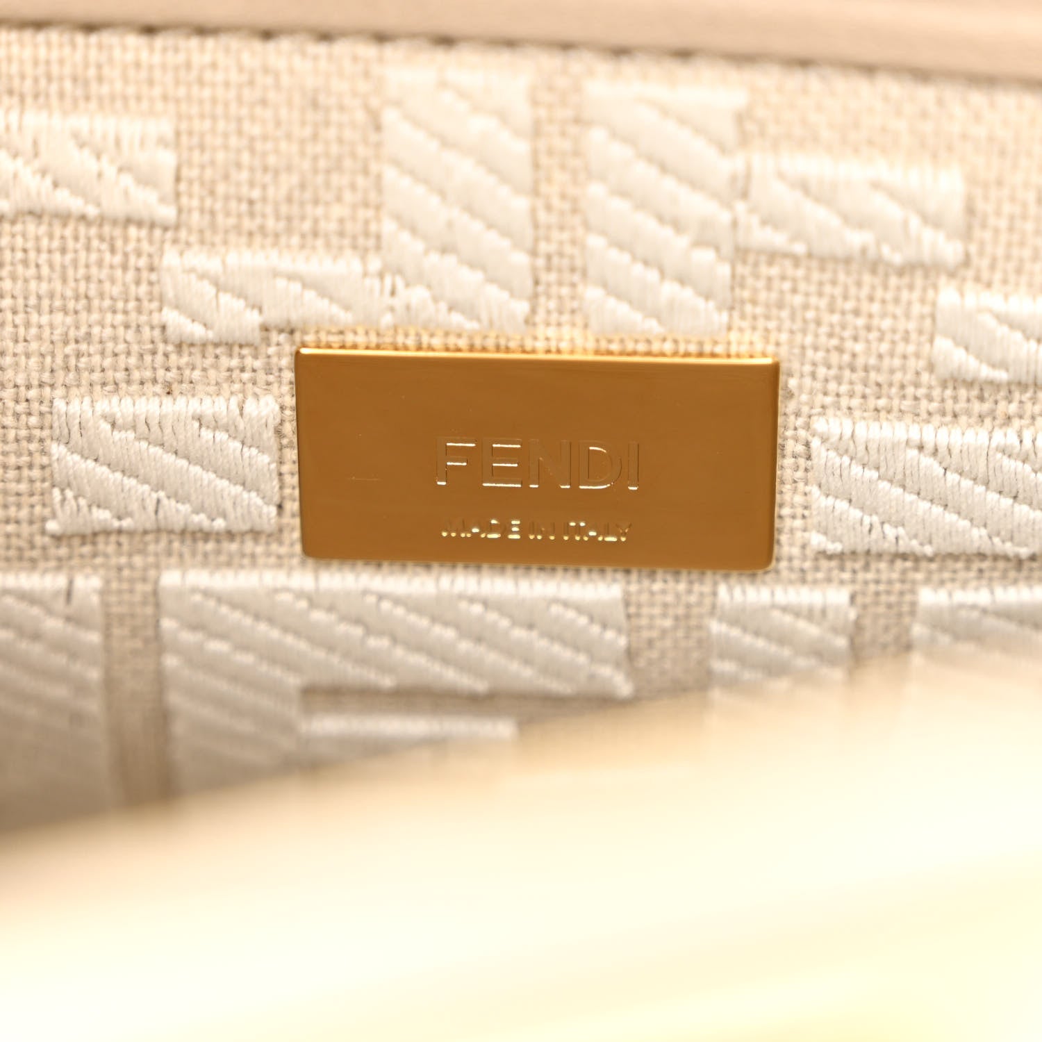 Fendi Vitello Seta Cotton Canvas FF Embroidered Mini Peekaboo Iconic Satchel Nuvola 6 of 10