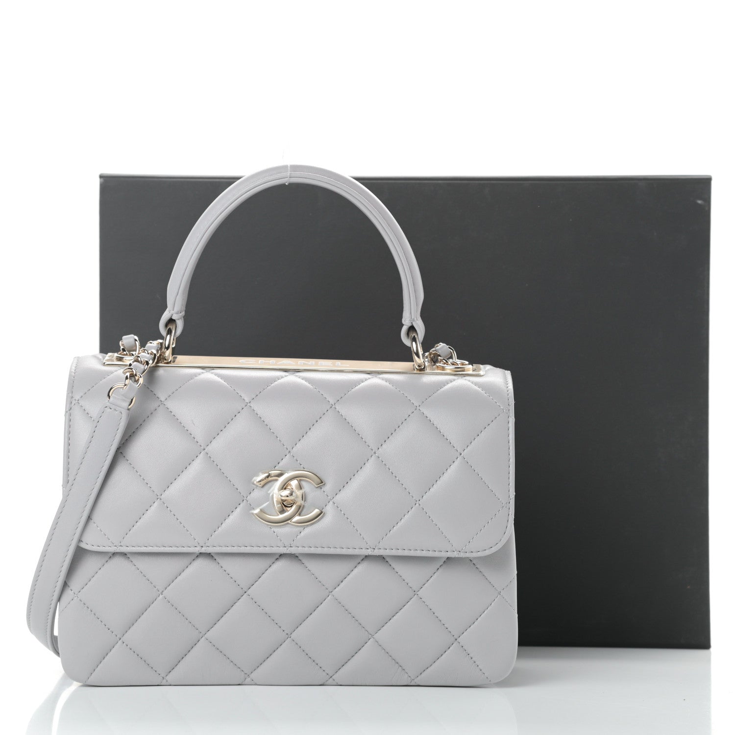 Chanel Lambskin Quilted Small Trendy CC Flap Dual Handle Bag Grey 12 of 12