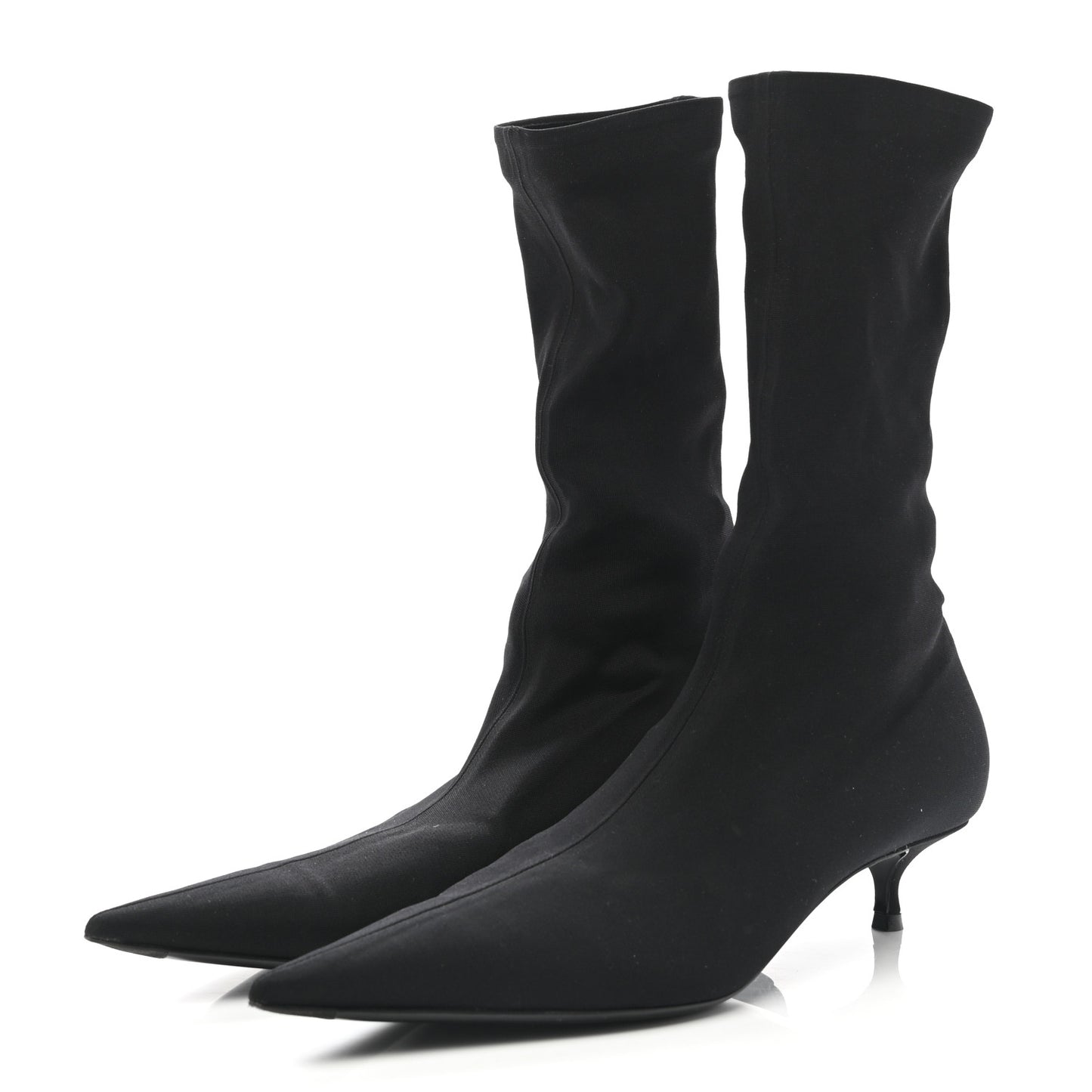 Jersey Crepe Extreme Pointed Toe Knife Booties 38 Black