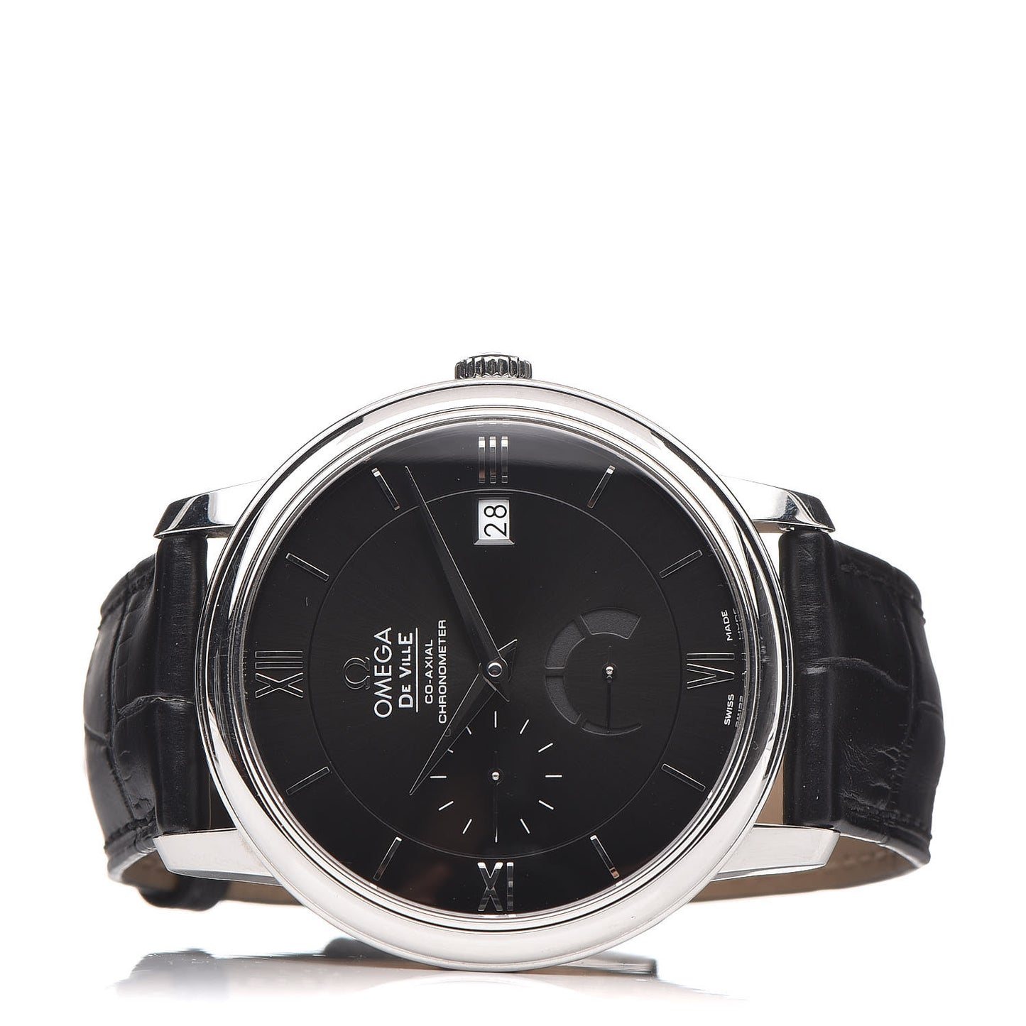 Stainless Steel Alligator 39mm Prestige Co-Axial De Ville Power Reserve Automatic Watch Black 424.13.40.21.01.001