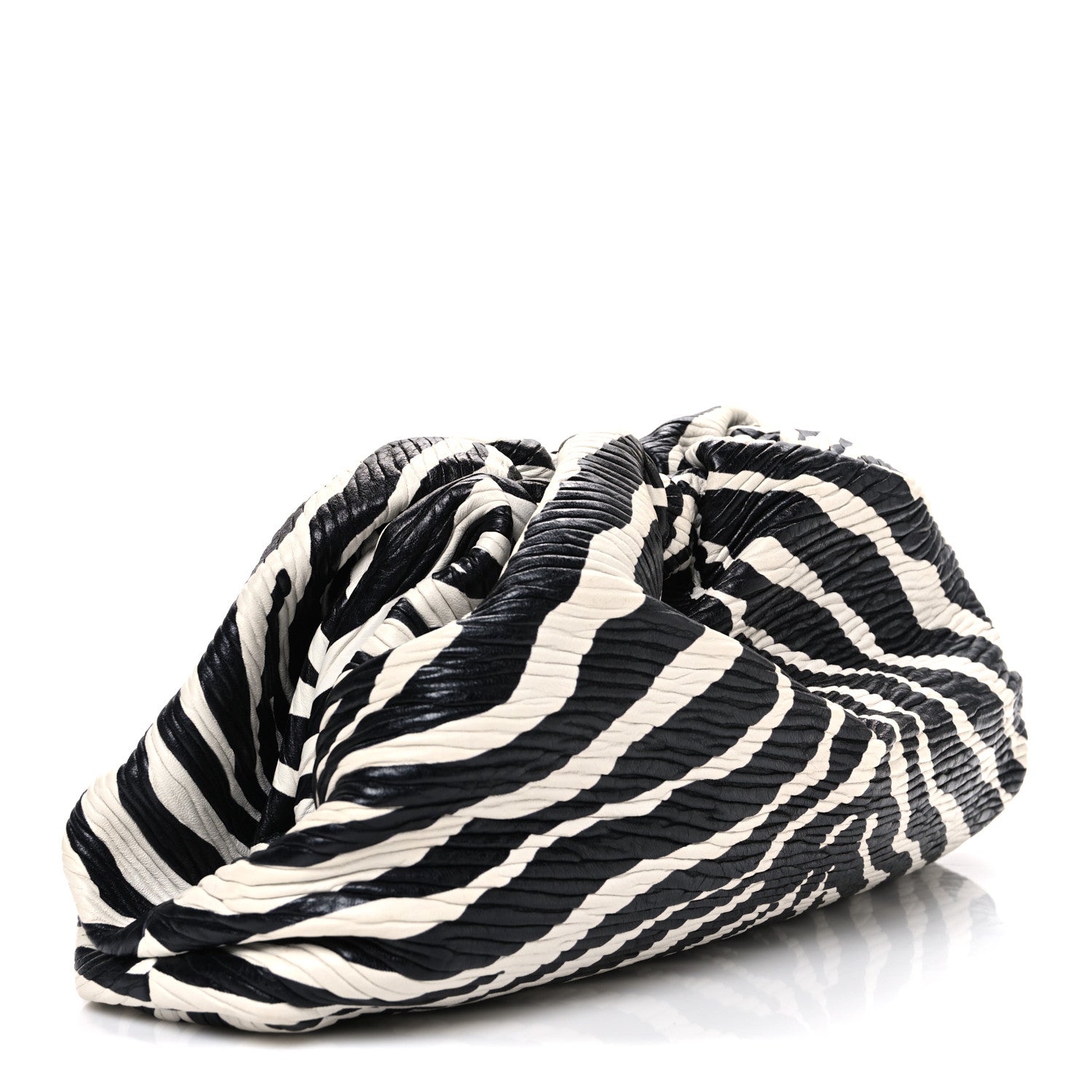 Bottega Veneta Nappa Zebra Print The Pouch Oversized Clutch White Black 3 of 10