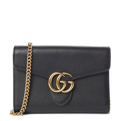 Gucci Calfskin GG Marmont Chain Wallet Black 1 of 9