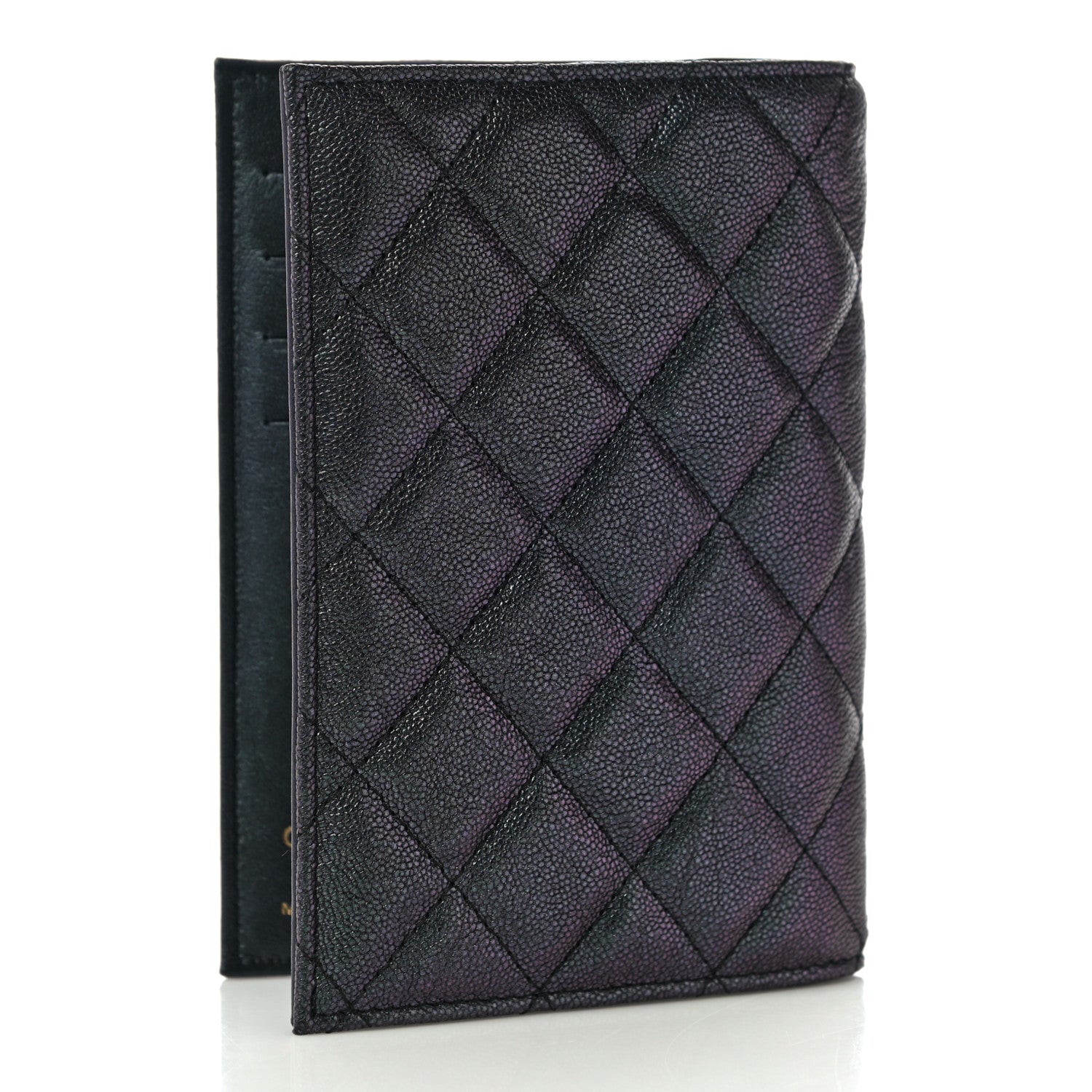 Chanel Iridescent Caviar Quilted Passport Holder Black 3 of 11