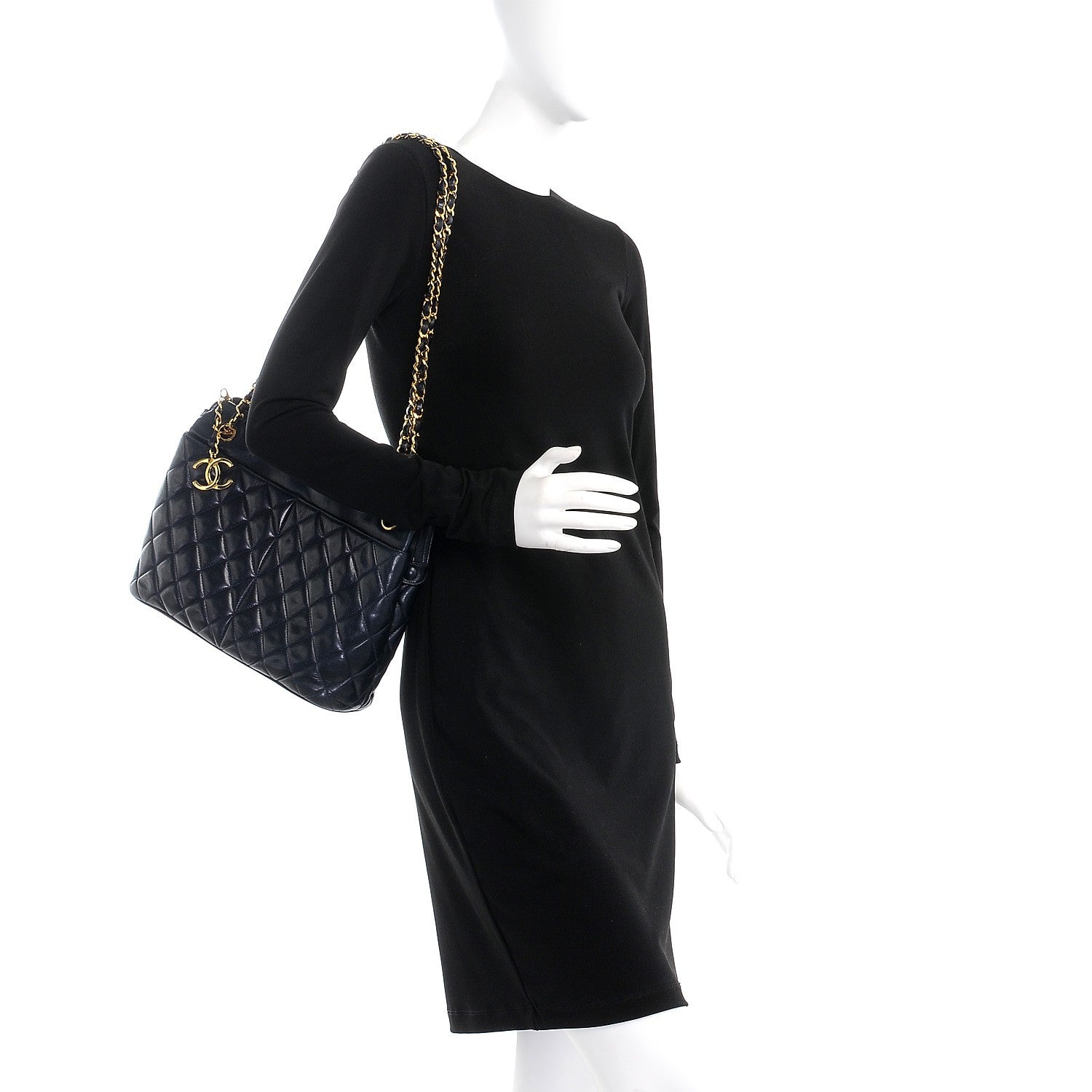 Chanel Lambskin Quilted Shoulder Bag Navy Blue 2 of 11
