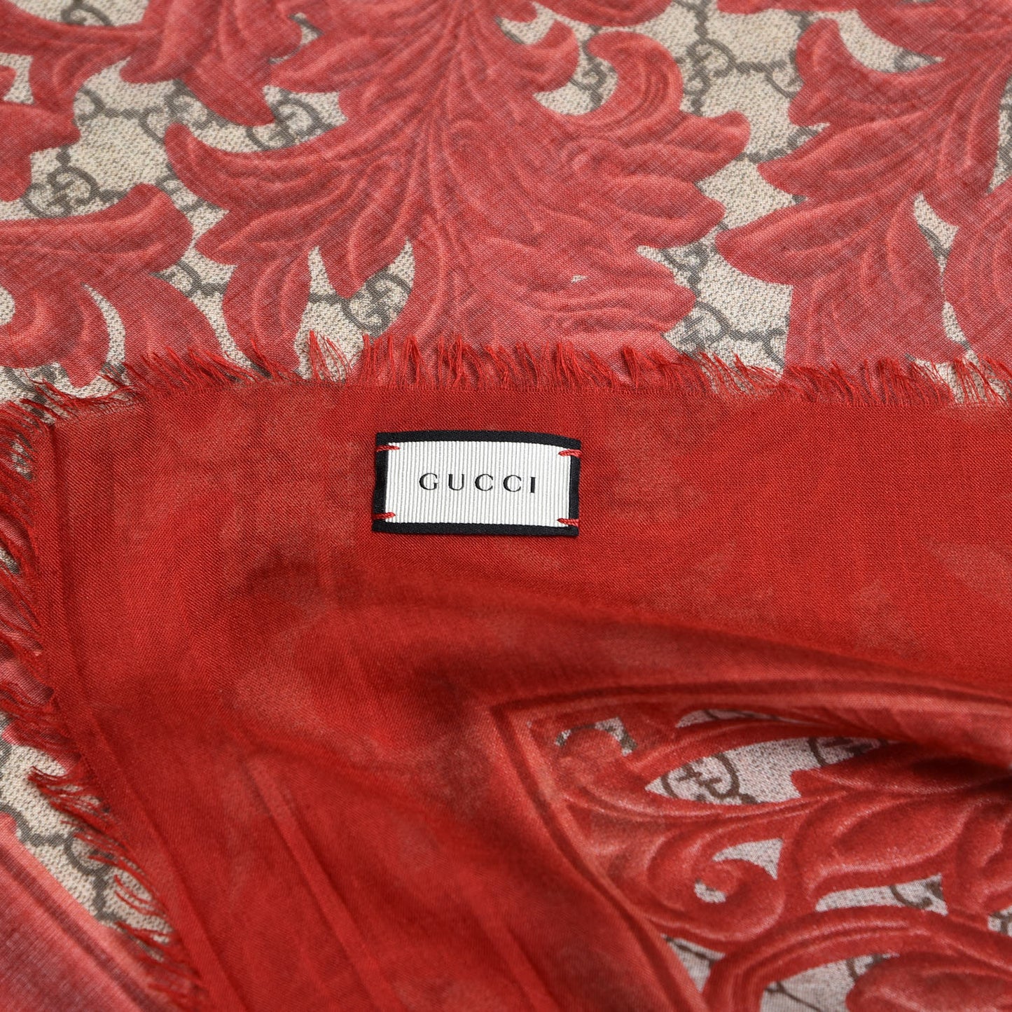 Modal Silk Monogram Arabesque Shawl Red