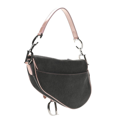 Christian Dior Patent Denim Jeans Saddle Bag Grey Pink 3 of 13