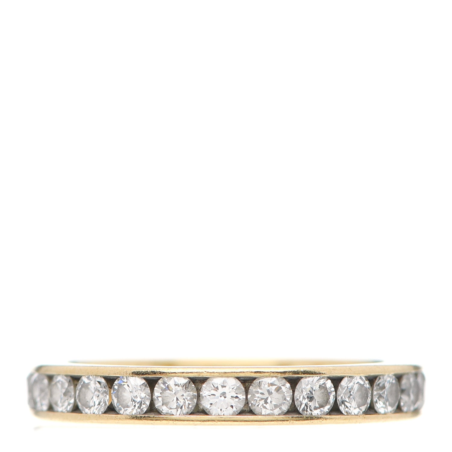 Tiffany 18K Yellow Gold Diamond 3mm Channel Set Band Ring 50 5.25 3 of 5