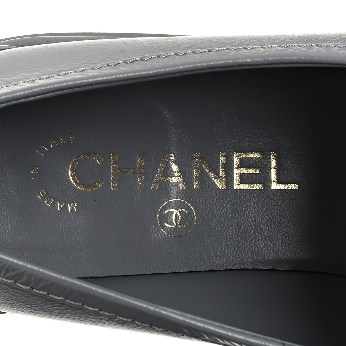 Chanel Lambskin Quilted CC Turnlock Loafers 38 Grey 7 of 11