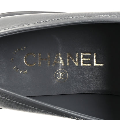 Chanel Lambskin Quilted CC Turnlock Loafers 38 Grey 7 of 11