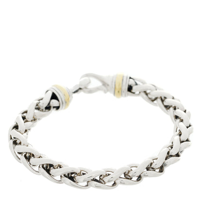 David Yurman Sterling Silver 14K Yellow Gold 8mm Wheat Chain Bracelet 2 of 3