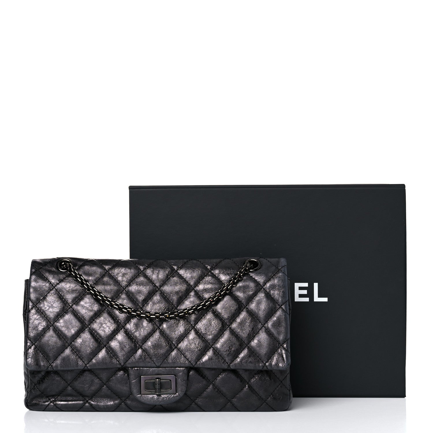 Chanel Metallic Aged Calfskin Quilted 2.55 Reissue 227 Flap So Black 20 of 20