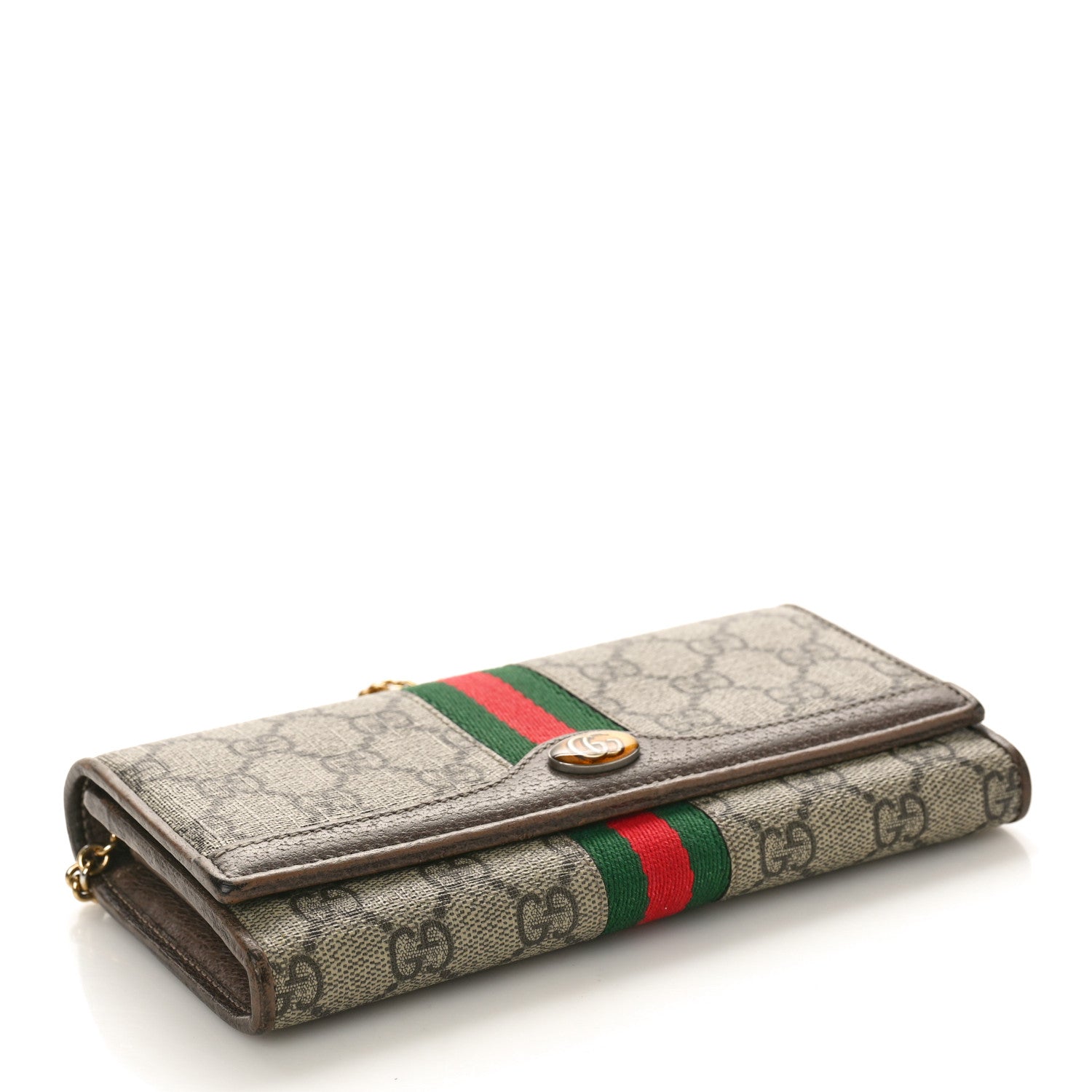 Gucci GG Supreme Monogram Web Ophidia Wallet On Chain Brown 4 of 10