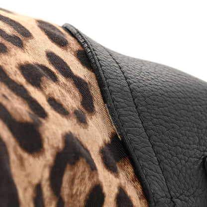 Dolce & Gabbana Leopard Print Canvas Calfskin Messenger Bag Black 12 of 17