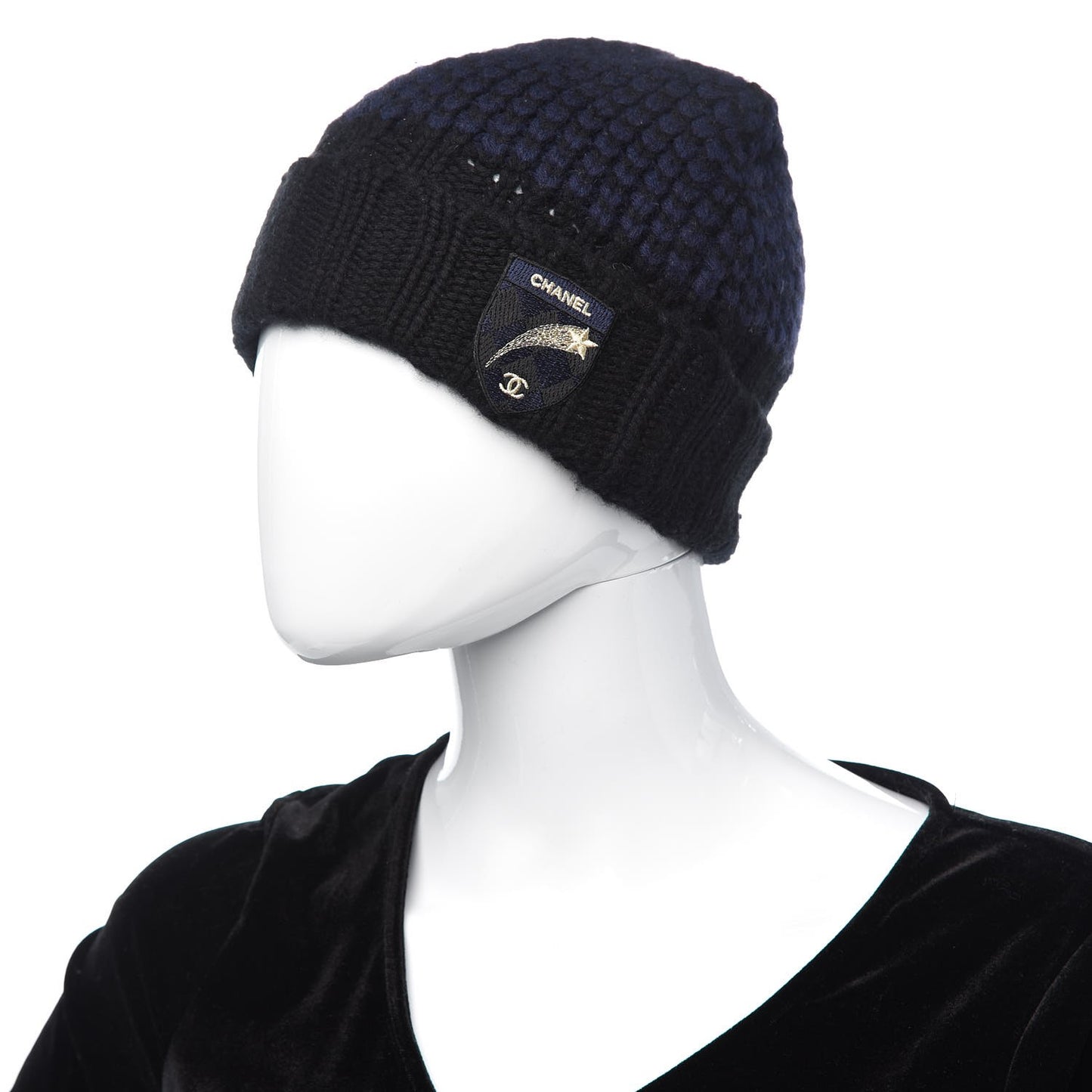 Cashmere CC Shooting Star Beanie Hat Navy Black