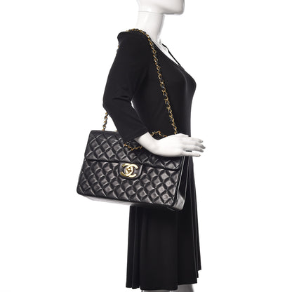 Chanel Lambskin Quilted XL Jumbo Single Flap Black 2 of 11