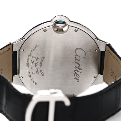 Cartier 18K White Gold Alligator Diamond Pave Bezel 42mm Ballon Bleu De Cartier Automatic Watch 4 of 7