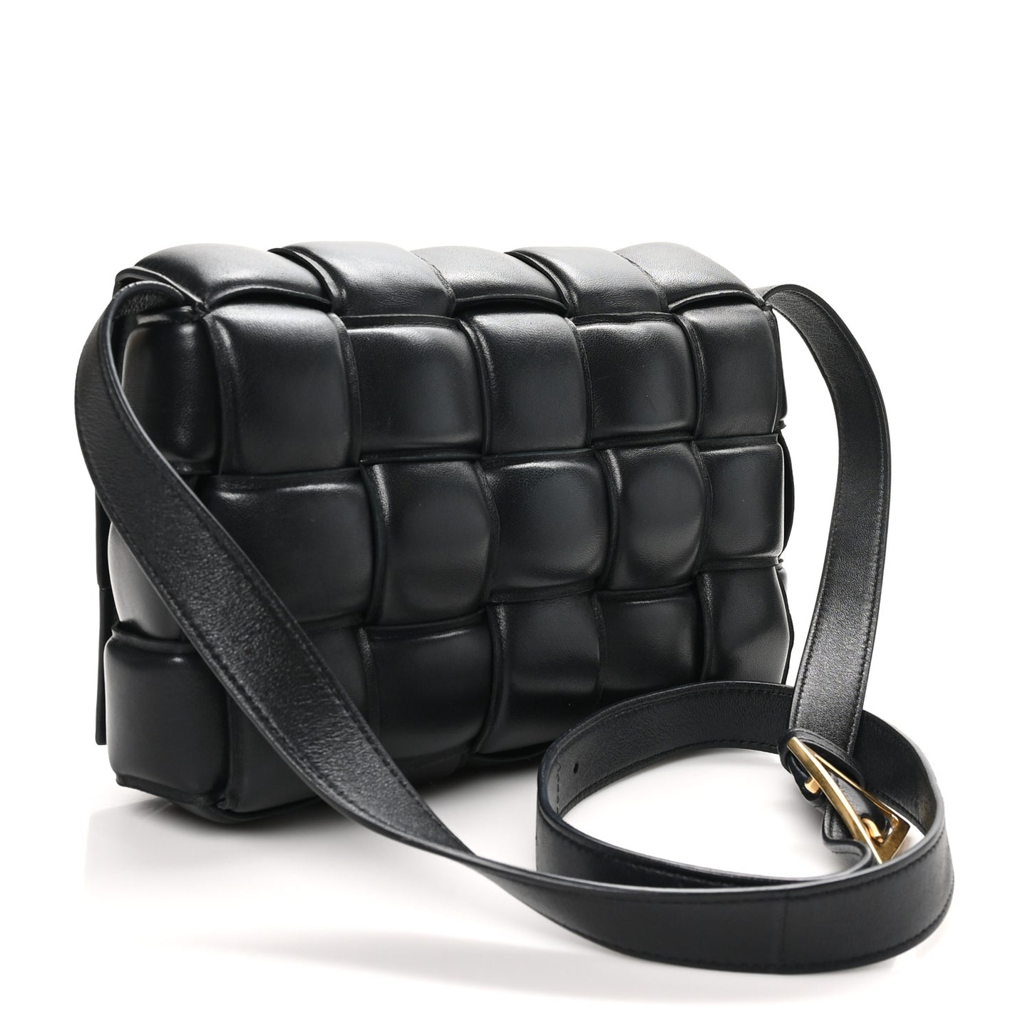 Nappa Maxi Intreccio Padded Cassette Crossbody Bag Black