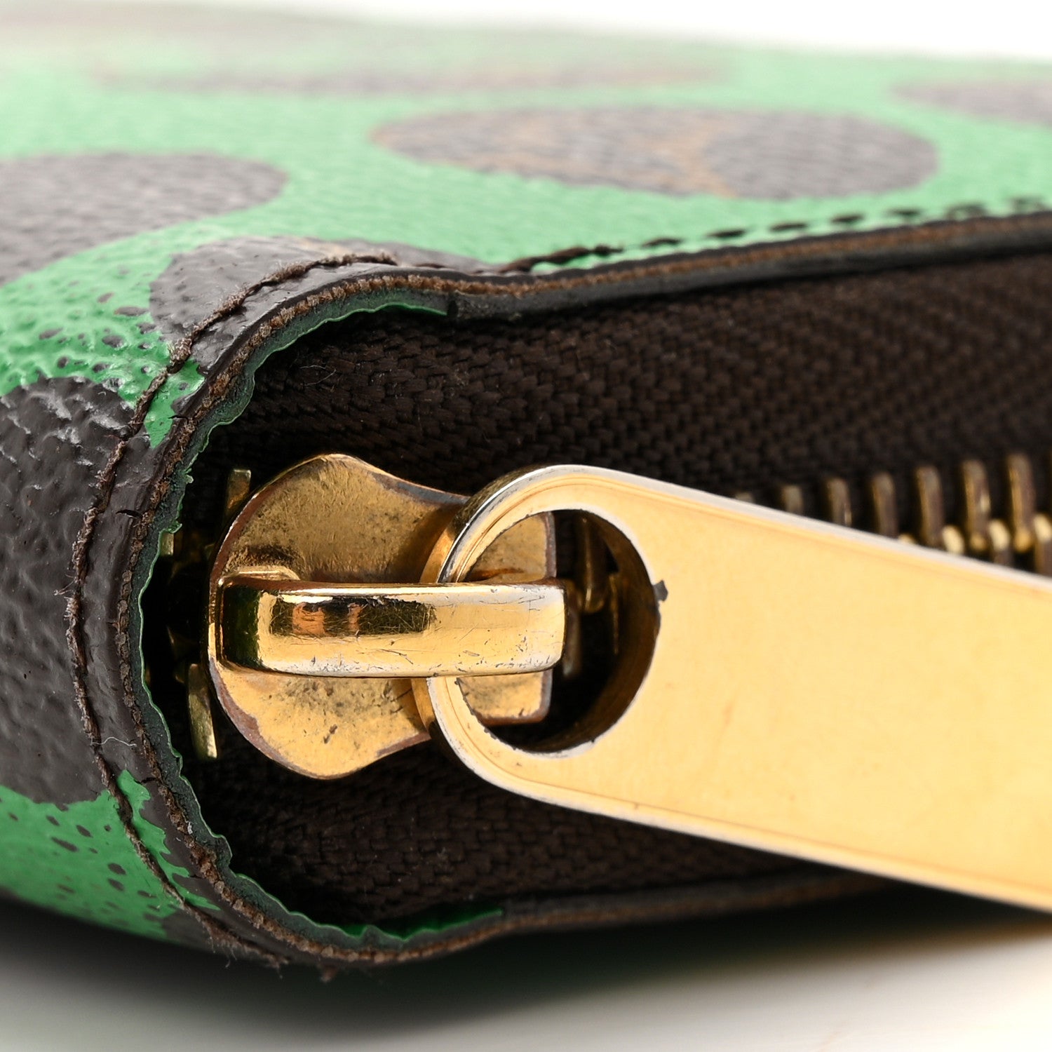 Louis Vuitton Monogram Kusama Pumpkin Dots Zippy Wallet Green 11 of 12