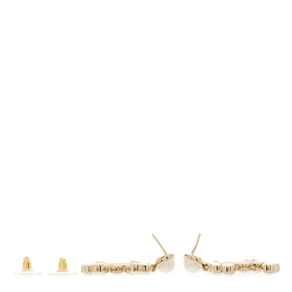 Chanel Crystal Pearl Large CC Drop Earrings Gold 3 of 5
