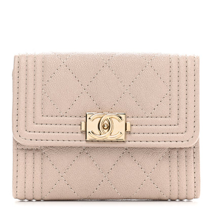 Chanel Caviar Quilted Boy Card Holder Wallet Beige 1 of 9