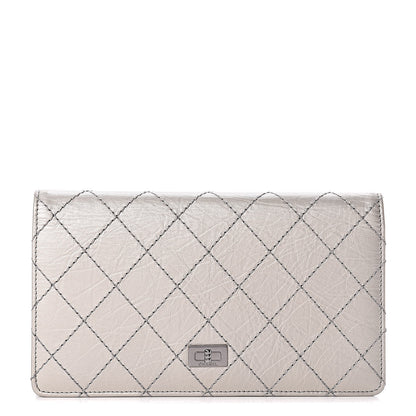 Chanel Metallic Aged Calfskin Stitched Reissue Yen Wallet Silver 1 of 8
