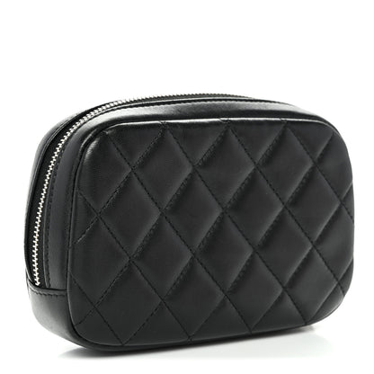 Chanel Lambskin Quilted Small Curvy Pouch Cosmetic Case Black 3 of 10