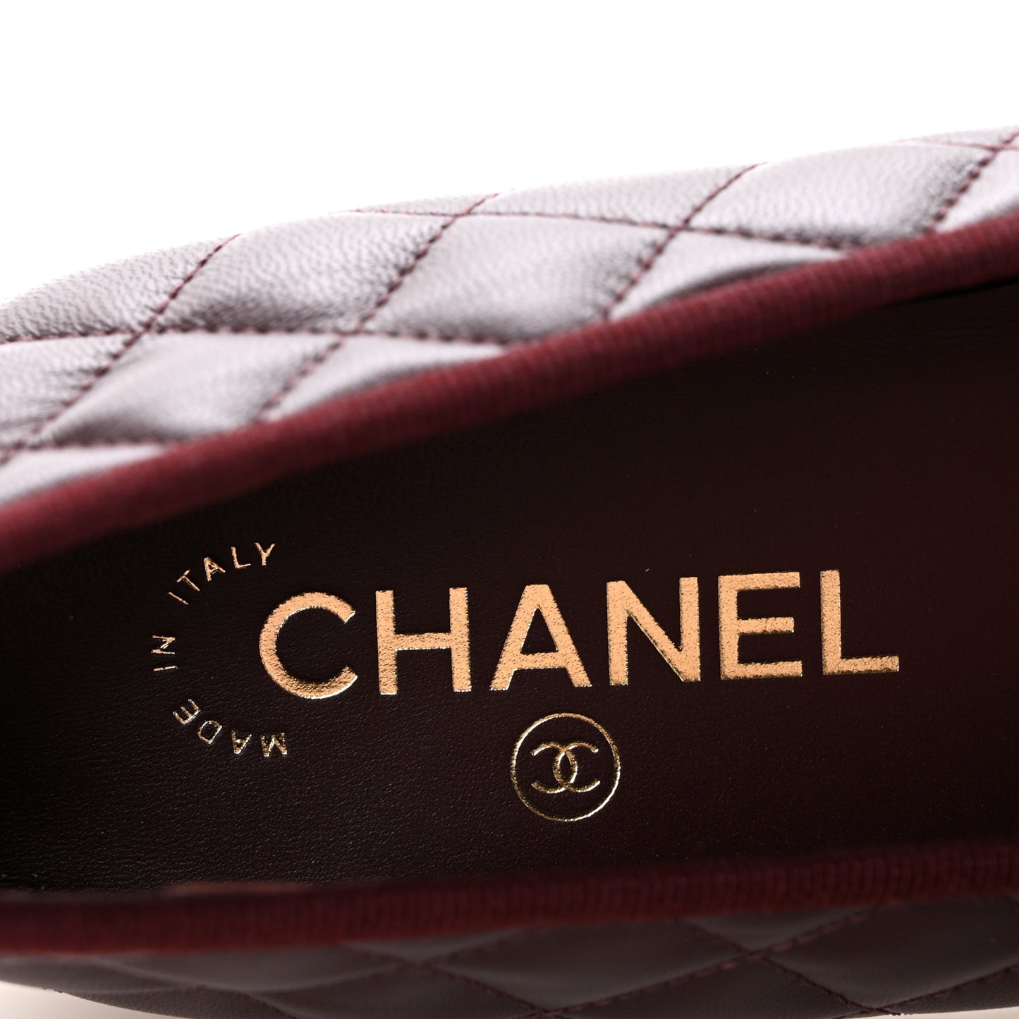 Lambskin Quilted CC Cap Toe Ballerina Flats 40 Dark Burgundy