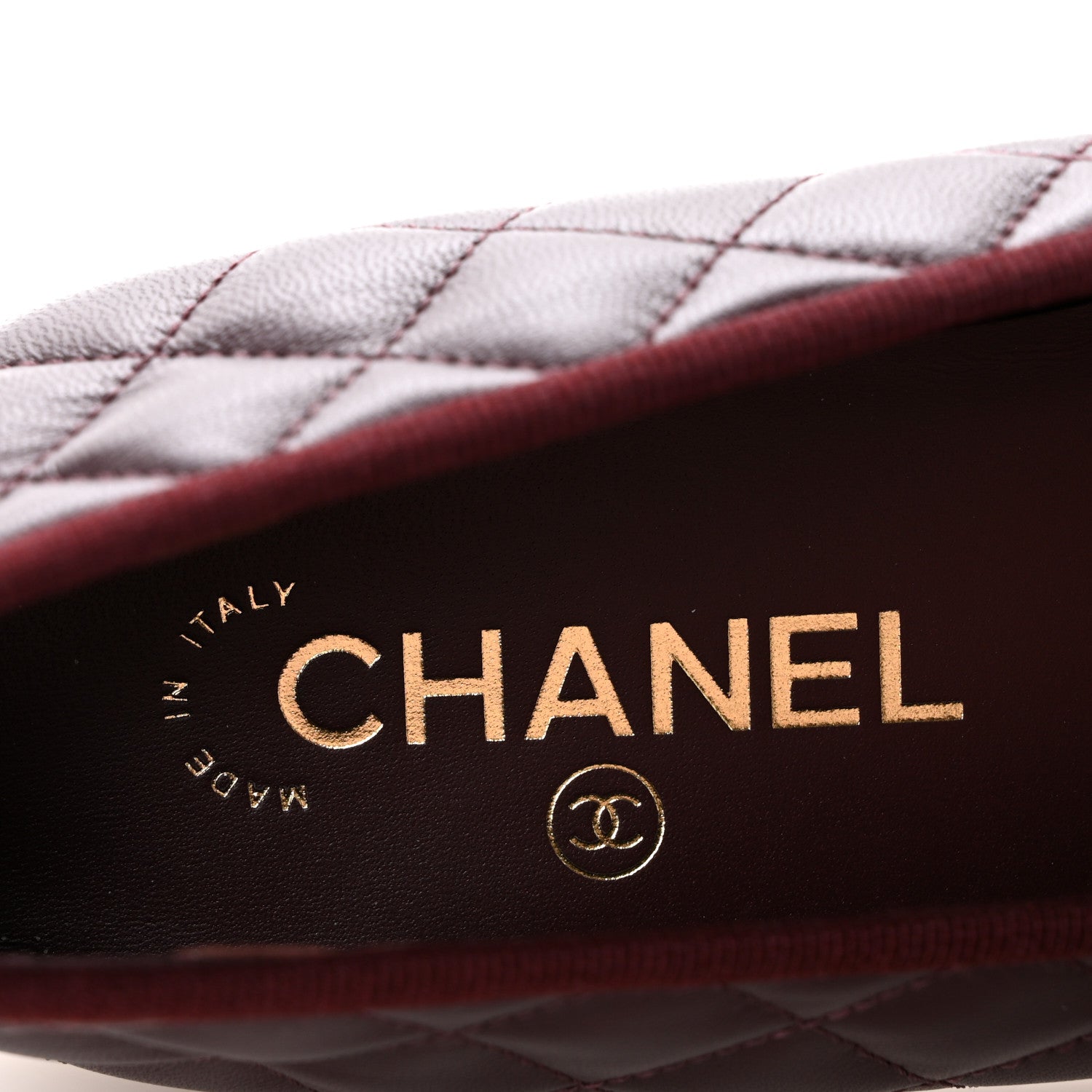 Chanel Lambskin Quilted CC Cap Toe Ballerina Flats 40 Dark Burgundy 8 of 10