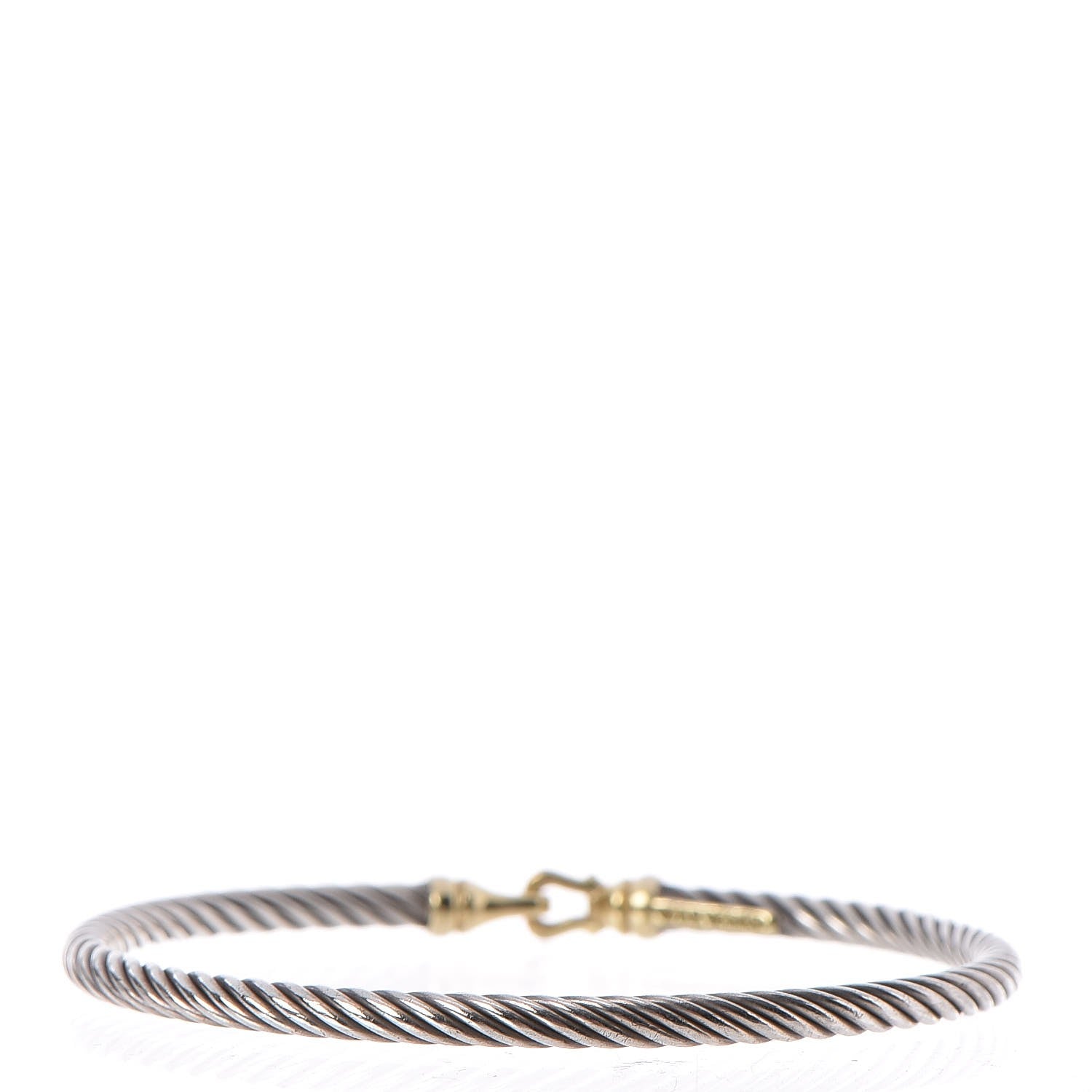 David Yurman Sterling Silver 18K Yellow Gold 3mm Cable Buckle Bracelet 3 of 5