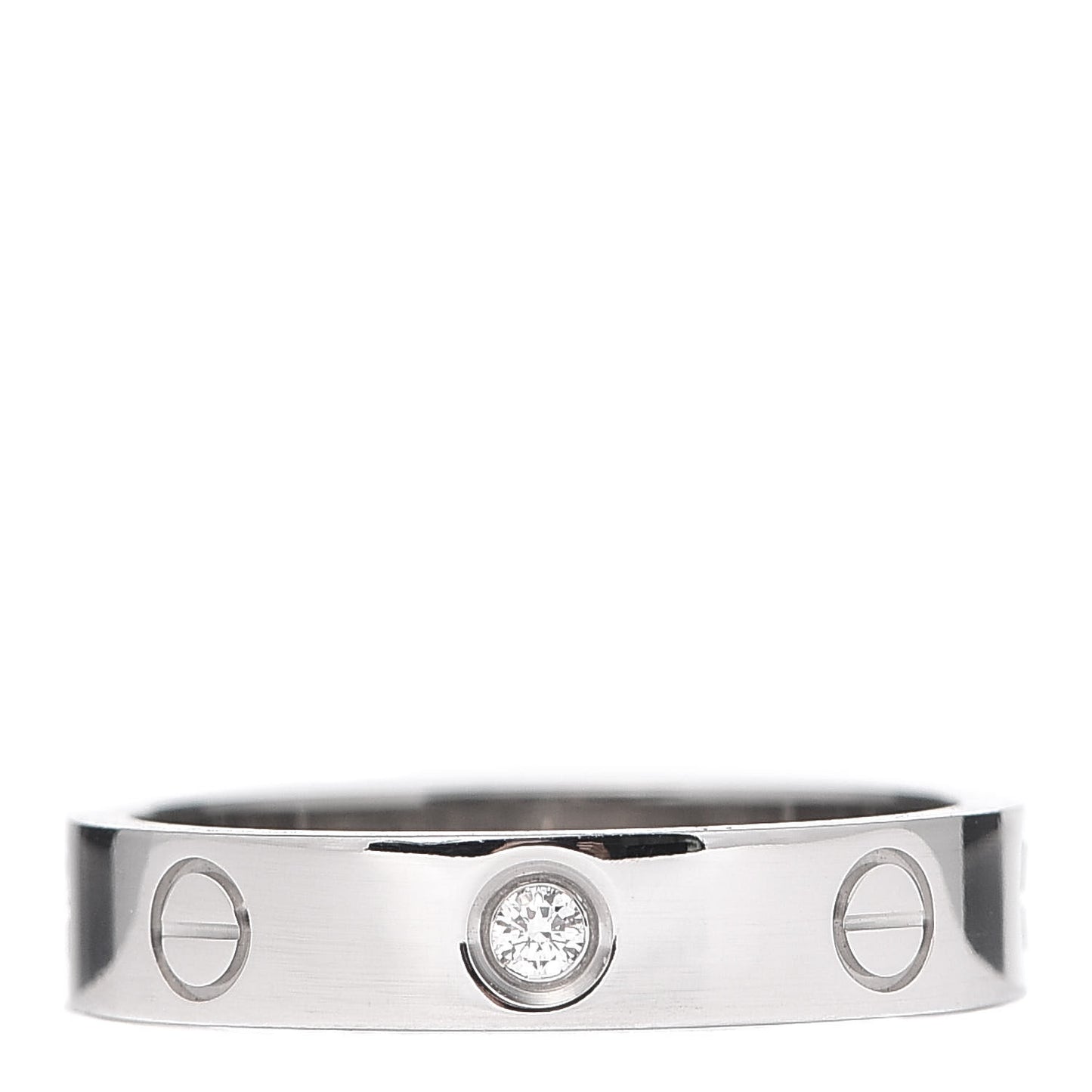 18K White Gold Diamond 4mm LOVE Wedding Band Ring 53 6.25
