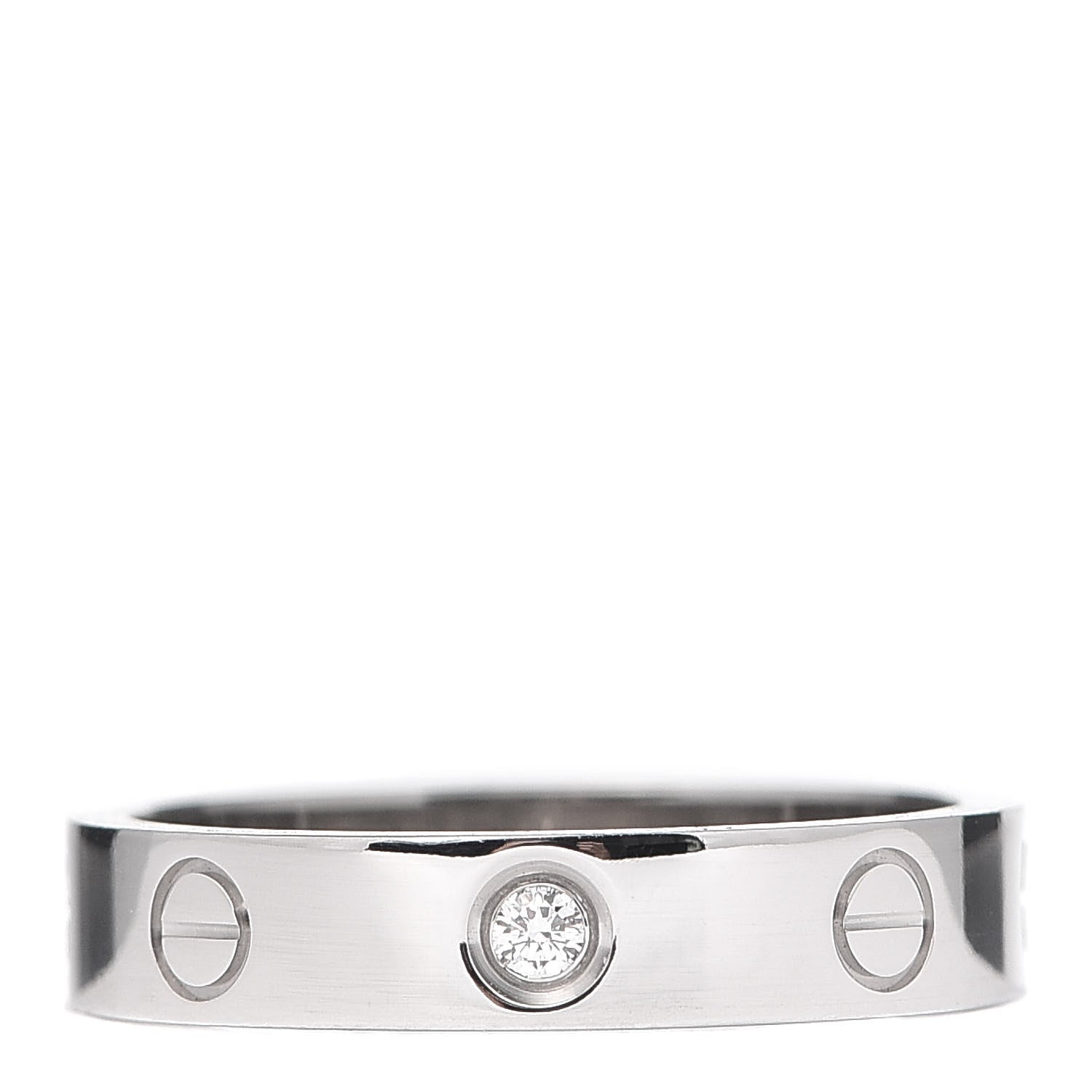 Cartier 18K White Gold Diamond 4mm LOVE Wedding Band Ring 53 6.25 1 of 5