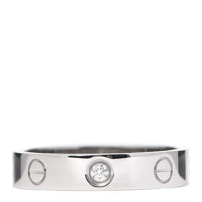 Cartier 18K White Gold Diamond 4mm LOVE Wedding Band Ring 53 6.25 1 of 5