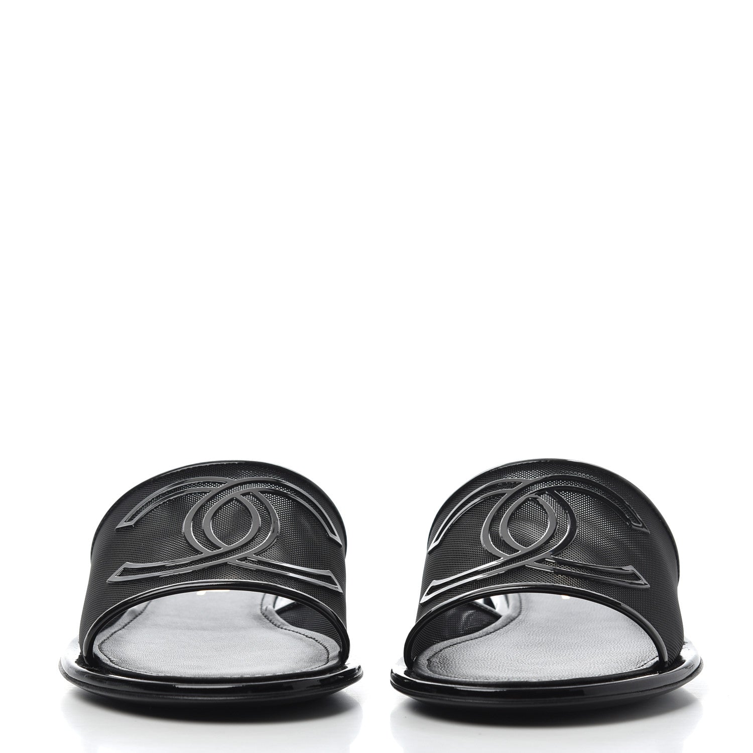 Chanel Mesh Patent Calfskin CC Mules 39 Black 2 of 8