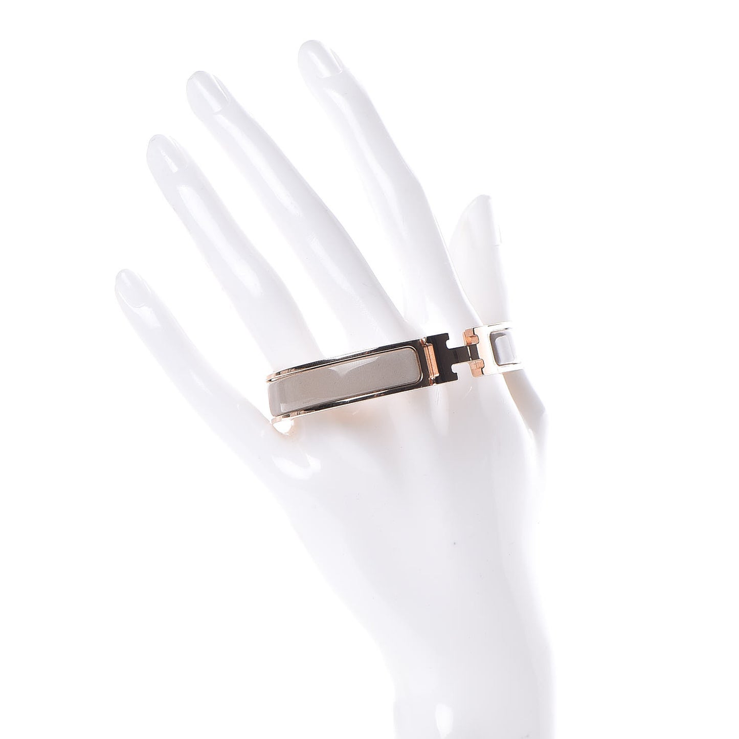 Enamel Narrow Clic Clac H Bracelet GM Marron Glace
