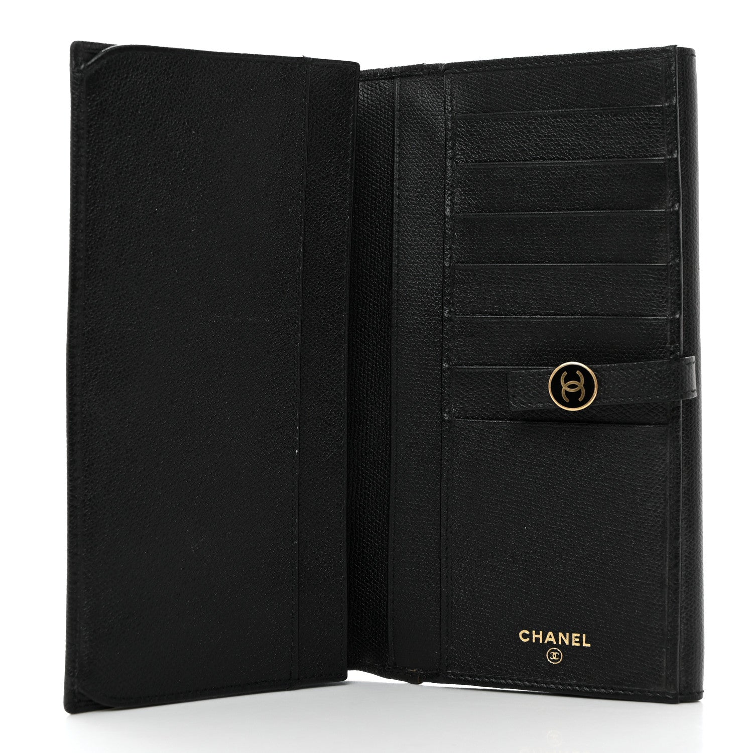 Chanel Grained Calfskin CC Button Long Wallet Black 5 of 9