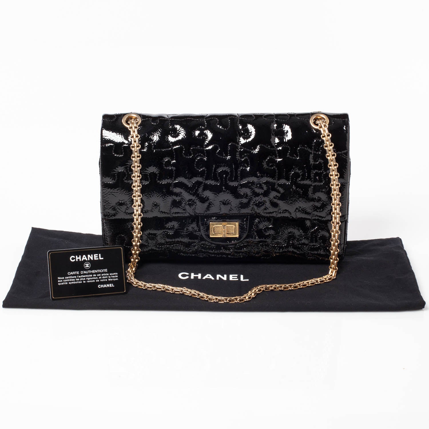 Chanel Crackled Patent Calfskin Puzzle 2.55 Reissue 226 Flap Black 10 of 10