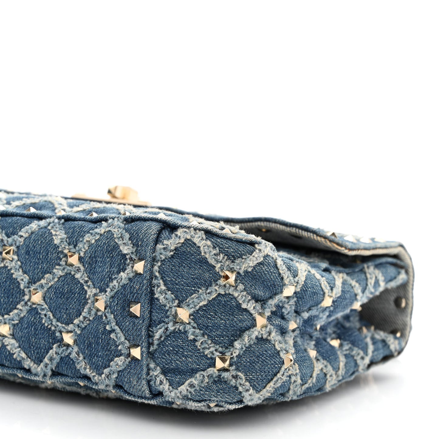 Denim Medium Rockstud Spike Shoulder Bag Denim