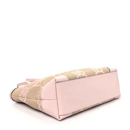 Gucci Monogram Jumbo GG Textured Dollar Calfskin Medium Ophidia Shopping Tote Beige Perfect Pink 4 of 12