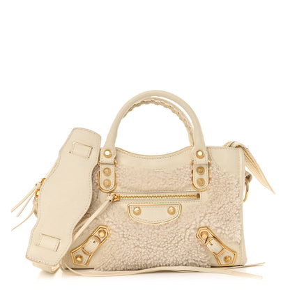 Balenciaga Shearling Nappa Gold Metallic Edge Hardware Mini City Cream 1 of 9