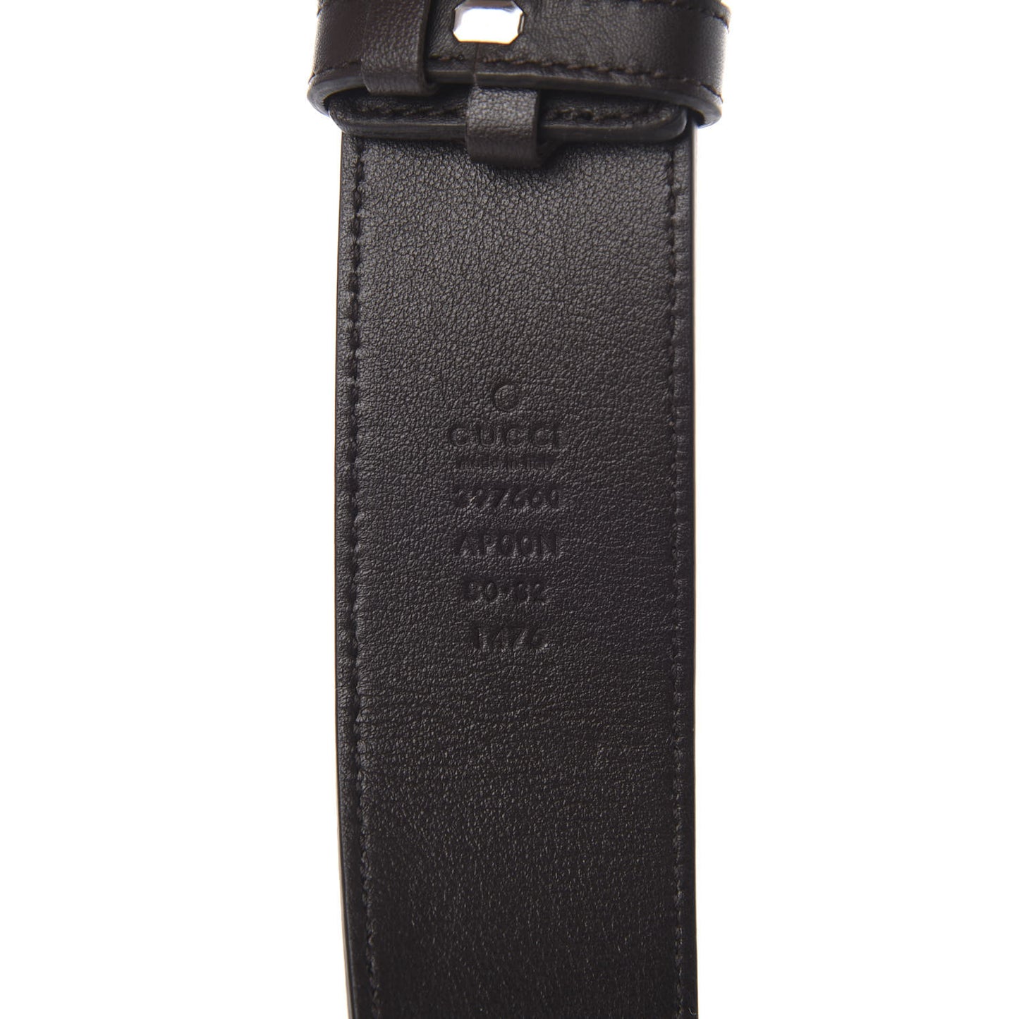 Moon Calfskin Nickel Double G 40mm Belt 80 32 Dark Cocoa