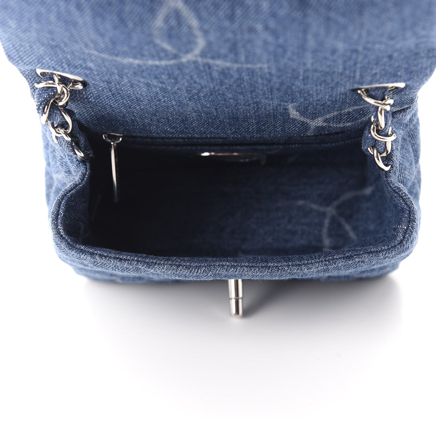 Denim CC Quilted Mini Square Flap Blue