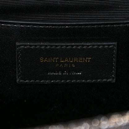 Saint Laurent Metallic Canvas Woven Classic Monogram Tassel Clutch Silver Gold 6 of 13