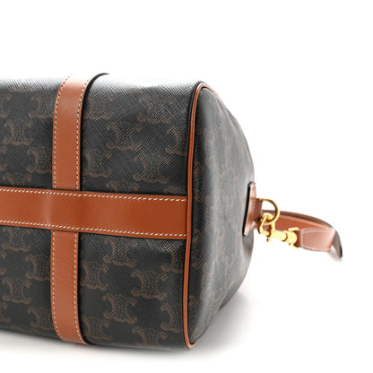 Celine Triomphe Canvas Calfskin Boston Bag Tan 10 of 10