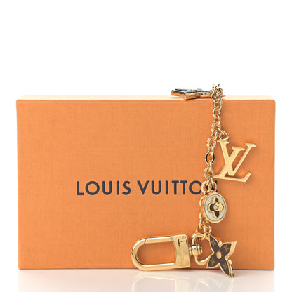 Louis Vuitton Brass Enamel Fleur De Monogram Bag Charm Chain Gold 6 of 6