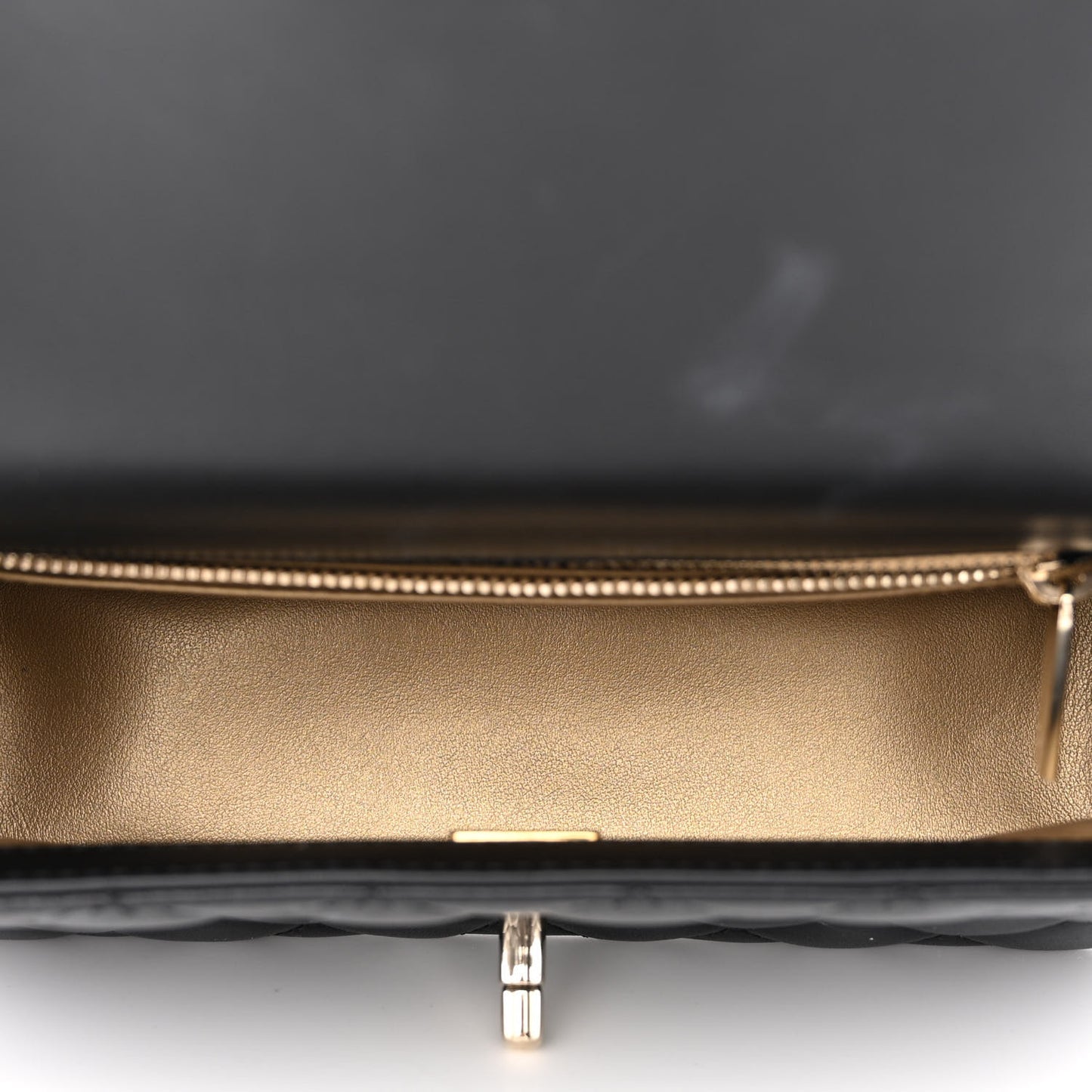 Lambskin Quilted Enamel Mini Rectangular Pearl Crush Flap Black