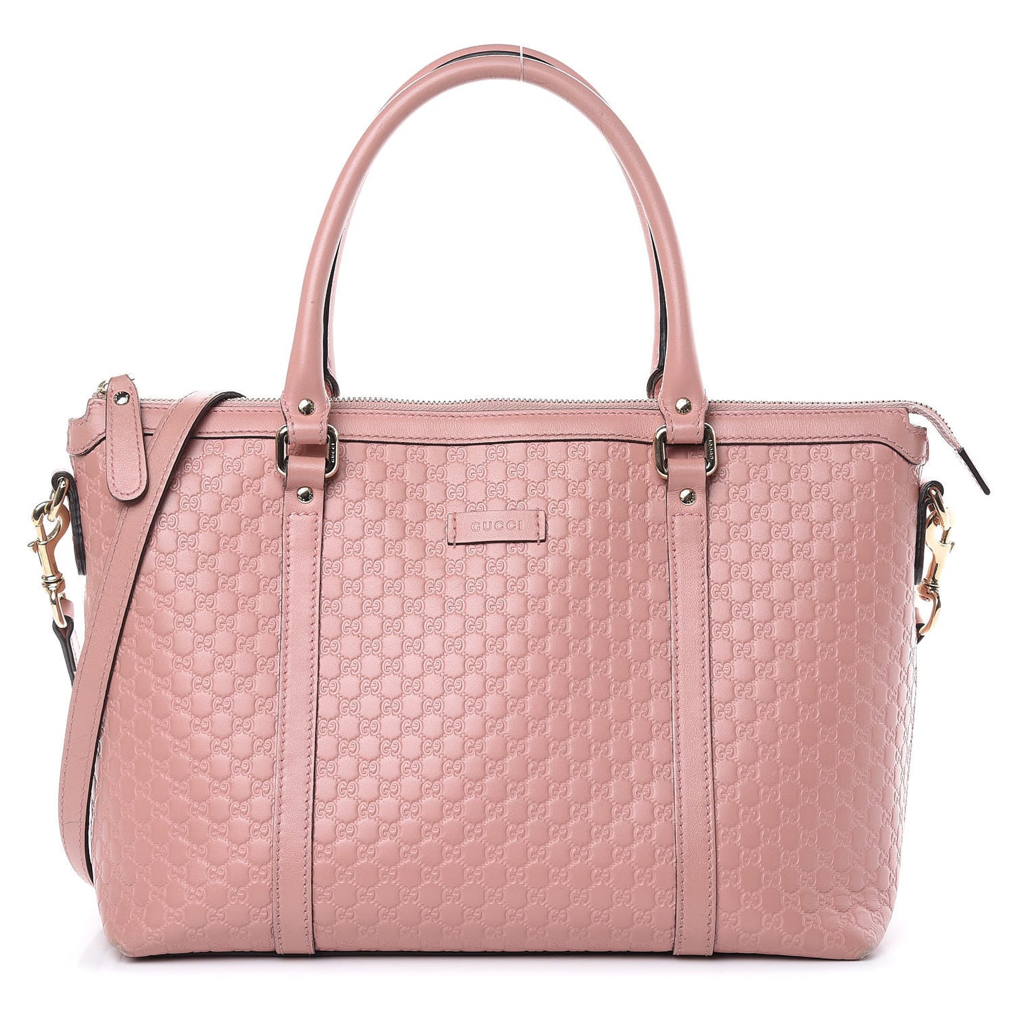 Soft Microguccissima Small Zippered Satchel Soft Pink