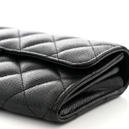 Chanel Caviar Quilted Large Gusset Flap Wallet Black 10 of 12
