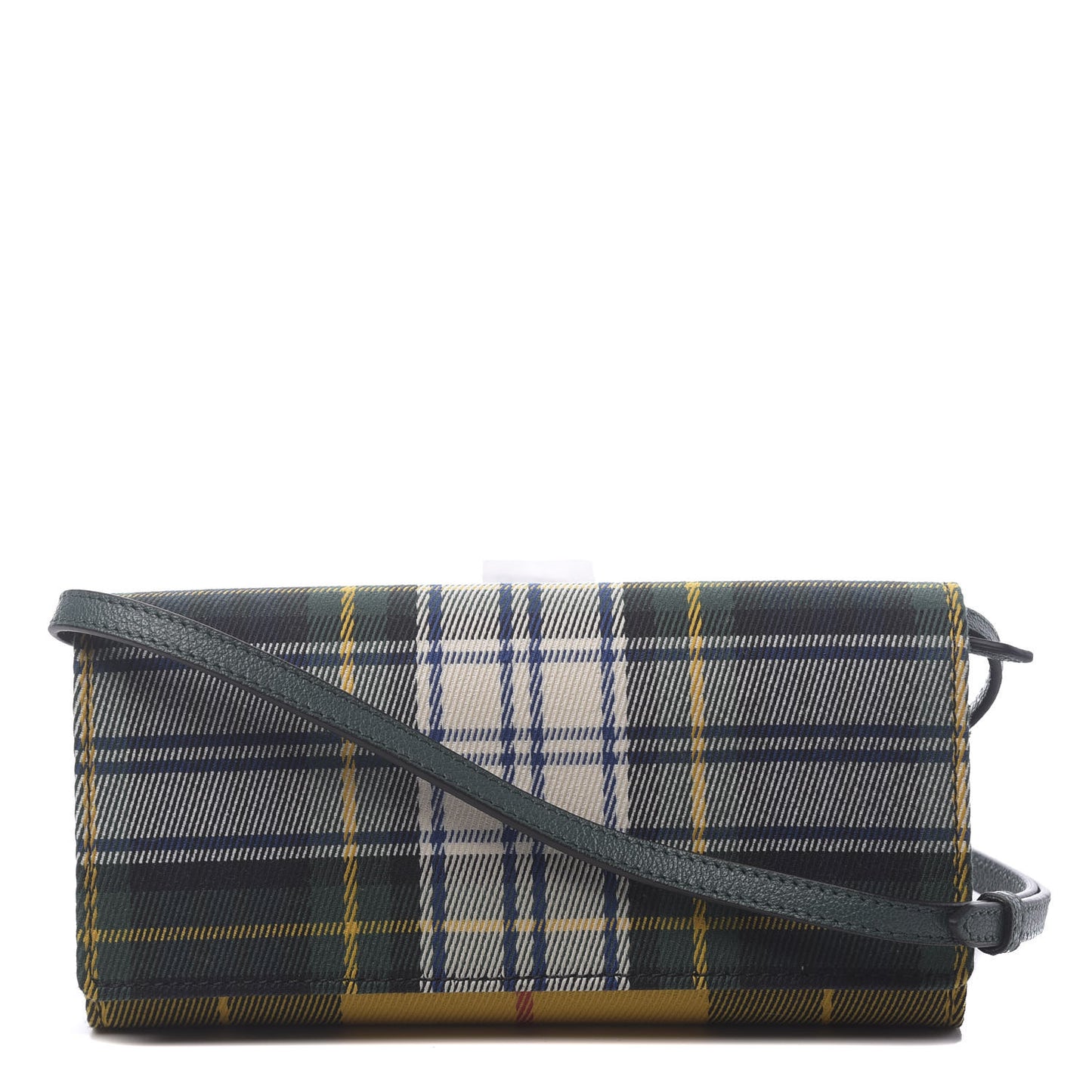 Canvas Tartan Check Mix Henley Wallet on Chain Green Multicolor