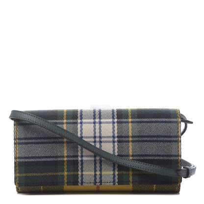 Burberry Canvas Tartan Check Mix Henley Wallet on Chain Green Multicolor 1 of 11